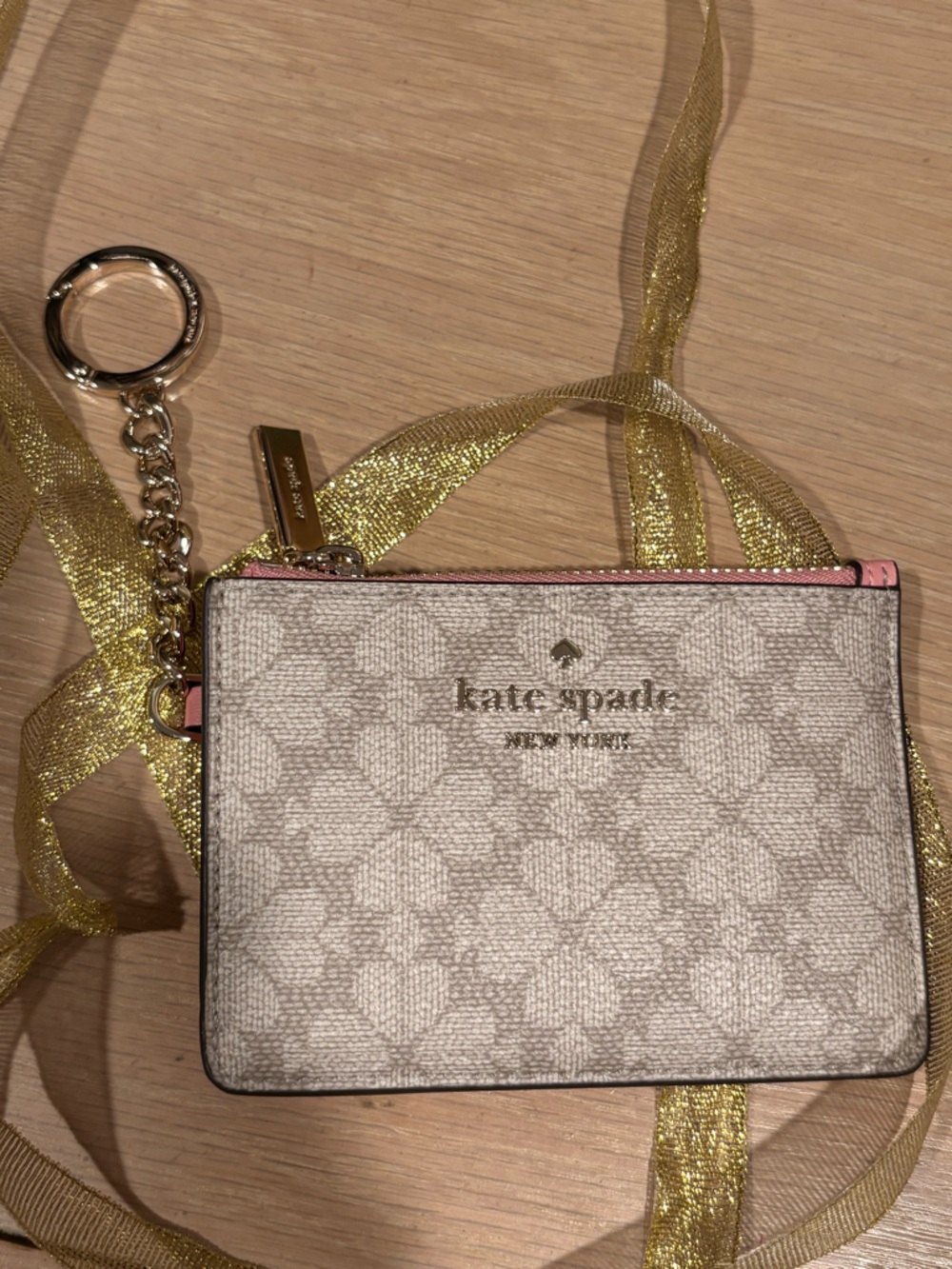 kate spade flower key ring cardholder with gold hardware